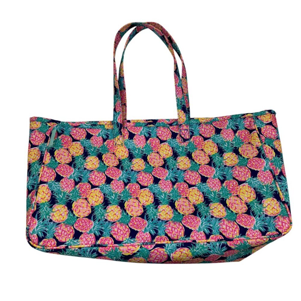 Simply Southern Colorful Preppy Pineapple Print Large Beach/Pool Tote/Carryall